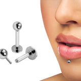 14K White Gold Internal Labret Lip Piercing -16G 14G - Body Jewelry for Tragus, Cartilage - Hand Made