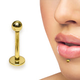 14K Solid Gold Labret Lip Piercing -16G & 14G - Body Jewellery for Tragus, Medusa, Ashley Jewelry, Cartilage Studs- Hand Made