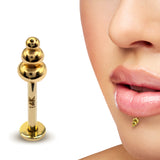 14K Gold Unique Style Labret Stud Lip Jewellery, Lip Piercing Tragus Earring - 14G Body Jewellery Gold Lip Bar