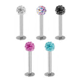 Titanium Labret Labret Stud, Labret Monroe with Multi Crystal Ball – Flatback Lip Piercing Jewelry – Labret Piercing for Lip, Chin.