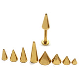 14K Solid Gold Spike Labret Stud:  Lip Piercing, Cartilage Earring |18G 16G 14G