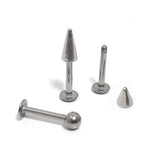 Labret Stud Piercing Ball, Cone, Spike - 3pcs - Titanium 16g Lip Piercing Also for Tragus Helix Cartilage Madonna Medusa Side Labret