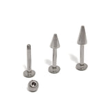 Titanium Labret Stud Piercing Ball, Cone, Spike - 3pcs - 16g Lip Piercing Also for Tragus Helix Cartilage Madonna Medusa Side Labret