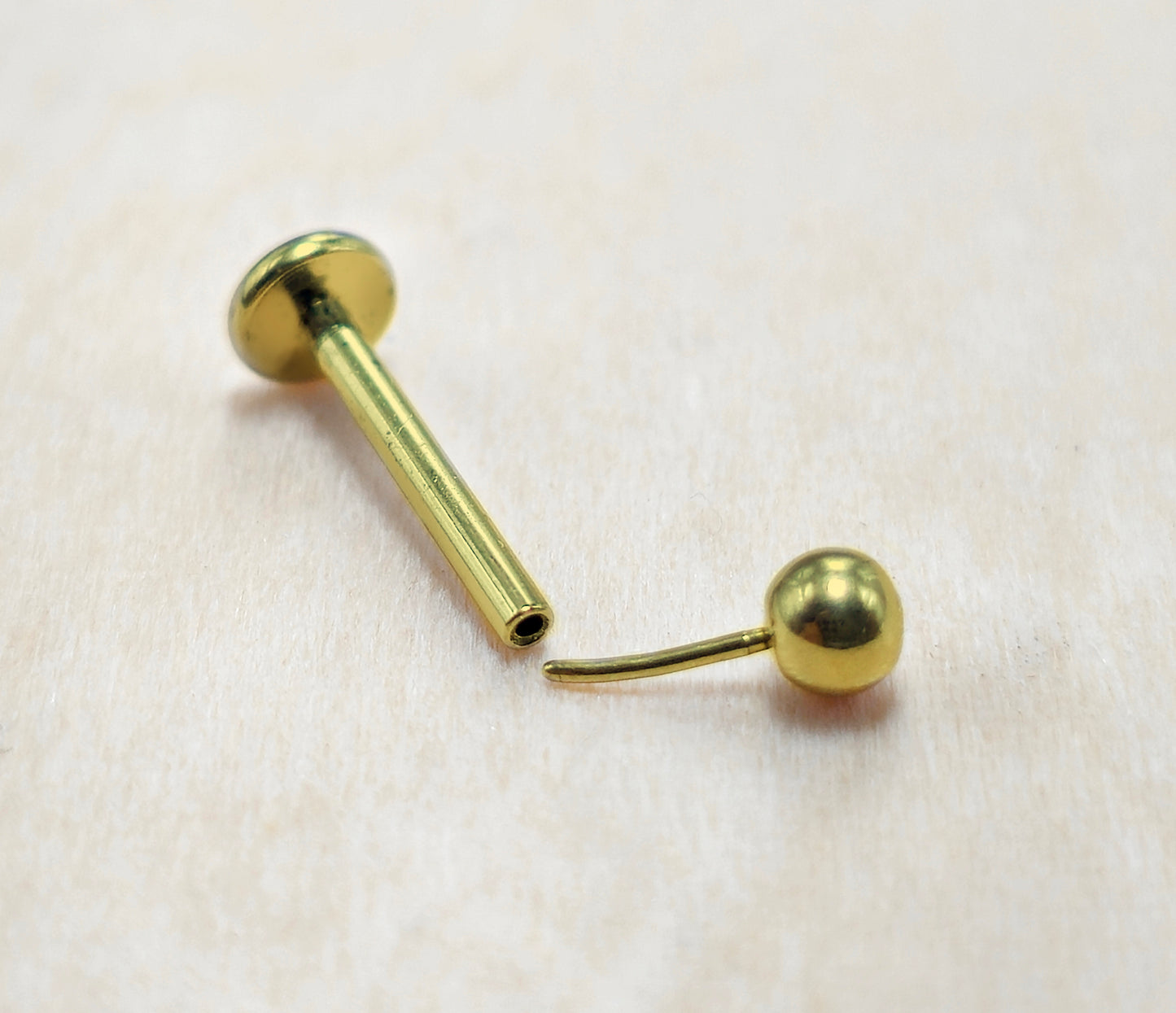 Titanium Threadless Gold Labret Stud Piercing 18g 16g Lip Piercing Jewelry, Tragus Helix Cartilage Madonna Medusa Side Labret
