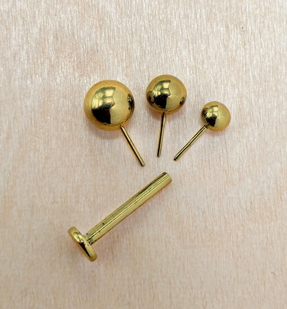 Titanium Threadless Gold Labret Stud Piercing 18g 16g Lip Piercing Jewelry, Tragus Helix Cartilage Madonna Medusa Side Labret
