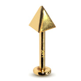 14K Gold Spike Pyramid Labret Stud Lip Jewellery, Lip Piercing Tragus Earring - 14G Body Jewellery Gold Lip Bar