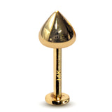 14K Gold Round Cone Labret Stud Lip Jewellery, Lip Piercing Tragus Earring - 16G Body Jewellery Gold Lip Bar