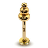 14K Gold Unique Style Labret Stud Lip Jewellery, Lip Piercing Tragus Earring - 14G Body Jewellery Gold Lip Bar