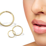 14K Solid Gold Nose Ring - Thin Gold Nose Piercing Hoop Ring - 20 Gauge (0.8mm) - Septum Ring, Nose Piercing, Dainty Ring, Helix Ring