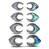 Titanium Saddle Plugs Ear Stretching with Abalone Shell - Ear Tunnels, Reverse Ear Plug Earrings - Body Piercing Jewellery Ear Gauges