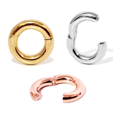 14K 4 Micron Gold - Solid Silver Septum Clicker: Big Gauge Hinged Nose Ring, Ear hoops (12G-0G)