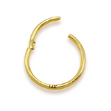 14K Gold Septum Nose Clicker Ring, Lip Piercing Hinged Ring - 20G, 16G Clicker Hoops Body Jewellery Ring - Solid Gold Piercings