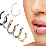 Titanium Lip Ring, Lip Hugger - 20g 18g 16g 14g Lip Piercing Hinged Ring - Clicker Hoops Steel, Gold, Rosegold, Black, Rainbow