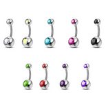 Titanium Belly Ring, Navel Ring - 14g Double Jeweled Belly Crystal Body Jewellery - Short and Long Belly Bars