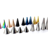 Piercing Spikes Replacement Loose Parts - Titanium Threaded Spike and Cones Attachment for 18g 16g 14g Barbells Body Piercing