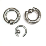 Ball Hoop Earring, CBR Closure Ball Ring with Spring Ball Ear Piercing - Titanium 12G-6G Medium - 8G to 00G Big Ear Gauge With Spring Ball