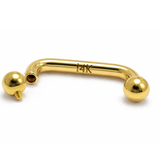 14K Gold Ball Surface Barbell Dermal Staple Piercing Internally Threaded 16G 14G Body Jewellery