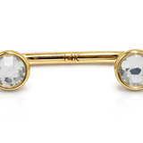 14K Gold Surface Barbell Dermal Staple Piercing Internally Threaded 16G 14G Body Jewellery with Gem Crystals - Sold in 1pc
