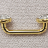 14K Gold Surface Barbell Dermal Staple Piercing Internally Threaded 16G 14G Body Jewellery with Gem Crystals - Sold in 1pc