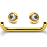 14K Gold Surface Barbell Dermal Staple Piercing Internally Threaded 16G 14G Body Jewellery with Gem Crystals - Sold in 1pc