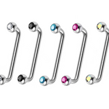 Dermal Surface Piercing, Nape Piercing with Gem Crystal - Titanium 16g 14g Implant Grade 90 degree Staple Bar - Collar Bone Piercing