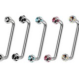 Surface Jewelry, Nape Piercing with 5 Stone Crystal - Titanium 16g 14g Implant Grade 90 degree Staple Bar - Collar Bone Piercing