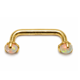 14K 18K Gold Surface Barbell with Opal Stones Dermal Staple Piercing Internally Threaded 16G 14G Body Jewellery - Sold in 1pc