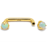 14K 18K Gold Surface Barbell with Opal Stones Dermal Staple Piercing Internally Threaded 16G 14G Body Jewellery - Sold in 1pc