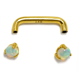 14K 18K Gold Surface Barbell with Opal Stones Dermal Staple Piercing Internally Threaded 16G 14G Body Jewellery - Sold in 1pc