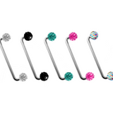 Surface Barbell, Nape Piercing with Disco Ball Crystal - Titanium 16g 14g Implant Grade 90 degree Staple Bar - Collar Bone Piercing
