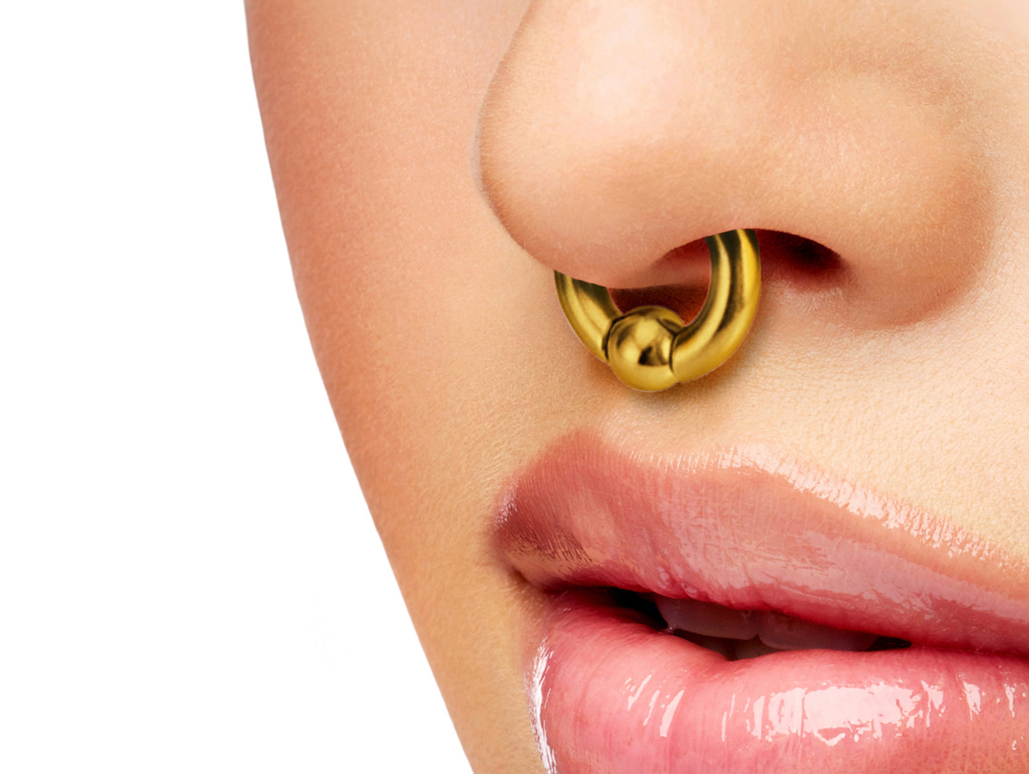 Titanium Gold Septum Piercing CBR Ball Closure Ring, Captive Bead Hoops with Custom Ball Colors 2G to 00G Nose Piercing - 1pc each order