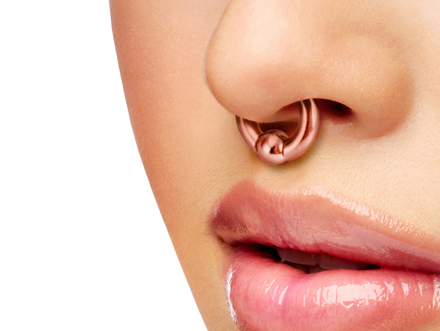 Titanium Rose Gold Septum Piercing CBR Ball Closure Ring, Captive Bead Hoops with Custom Ball Colors 2G to 00G Nose Piercing - 1pc each order