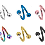 Titanium Spiral Cartilage Piercing, Twisted Helix Earring 16g 14g in many Colours - Also Piercing for Lip, Eyebrow and Lobe