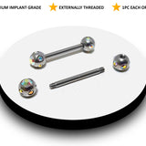 Titanium Barbell Piercing used in Nipple Jewelry, Nipple Piercing, Tongue Bar, Bridge Piercing, Barbell Earring with Multiple Gem CZ Crystal