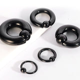 Black Septum Ring, Captive Bead Ring BCR with Spring Ball Closure Body Piercing Prince Albert Piercing, Earring, Genital Piercing