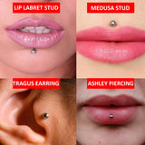 Rainbow Labret Stud, Lip Piercing, Tragus Earring - Titanium Piercing - 18G 16G 14G - Size 6mm to 12mm - Flat Disc - PVD Coating