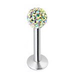 Titanium Labret Labret Stud, Labret Monroe with Multi Crystal Ball – Flatback Lip Piercing Jewelry – Labret Piercing for Lip, Chin.