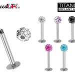 Titanium Labret Labret Stud, Labret Monroe with Multi Crystal Ball – Flatback Lip Piercing Jewelry – Labret Piercing for Lip, Chin.