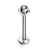 Titanium Labret Stud, Labret Earring Piercing with Multi Stone Crystal Ball – 16g, 14g Labret Bar for Lip, Chin, Tragus, Helix and More