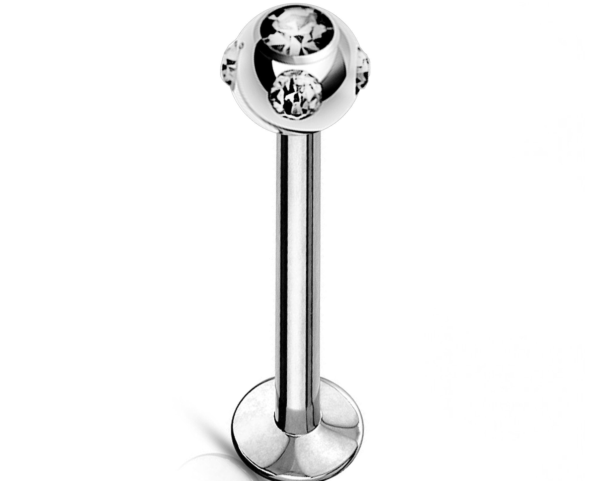 Titanium Labret Stud, Labret Earring Piercing with Multi Stone Crystal Ball – 16g, 14g Labret Bar for Lip, Chin, Tragus, Helix and More