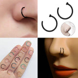Titanium Nose Hoop, Nose Ring - C-Type Hypoallergenic Nose Nail Piercing - 20g, 18g. 16g, 14g Nostril Studs - Size 6mm to 12mm