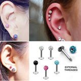 Titanium Labret Labret Stud, Labret Monroe with Multi Crystal Ball – Flatback Lip Piercing Jewelry – Labret Piercing for Lip, Chin.