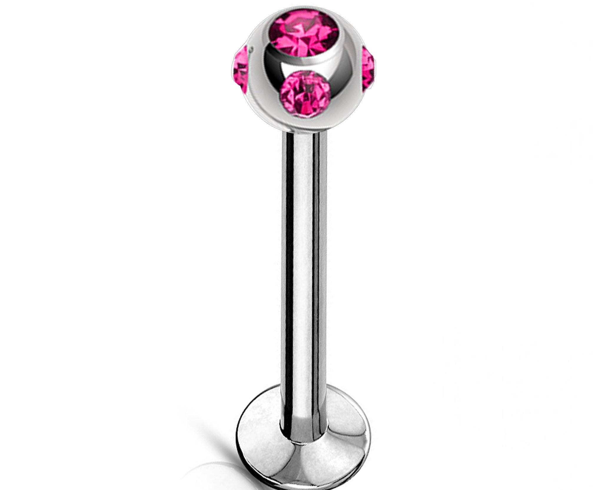 Titanium Labret Stud, Labret Earring Piercing with Multi Stone Crystal Ball – 16g, 14g Labret Bar for Lip, Chin, Tragus, Helix and More