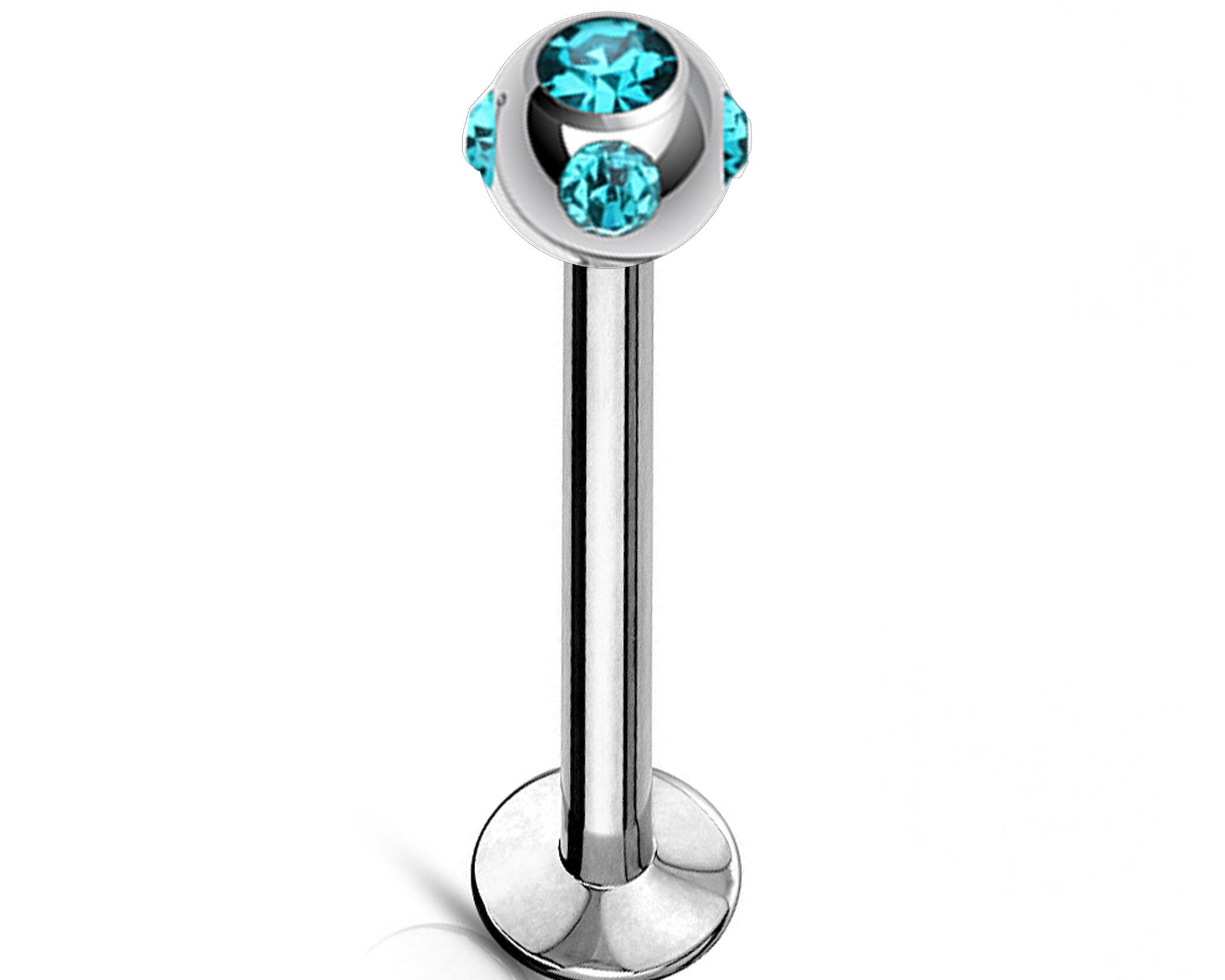 Titanium Labret Stud, Labret Earring Piercing with Multi Stone Crystal Ball – 16g, 14g Labret Bar for Lip, Chin, Tragus, Helix and More