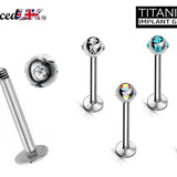 Titanium Labret Stud, Labret Earring Piercing with Multi Stone Crystal Ball – 16g, 14g Labret Bar for Lip, Chin, Tragus, Helix and More