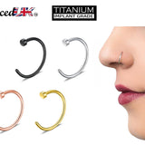 Titanium Nose Hoop, Nose Ring - C-Type Hypoallergenic Nose Nail Piercing - 20g, 18g. 16g, 14g Nostril Studs - Size 6mm to 12mm