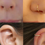 14K Solid Gold Nose Ring - Thin Gold Nose Piercing Hoop Ring - 20 Gauge (0.8mm) - Septum Ring, Nose Piercing, Dainty Ring, Helix Ring
