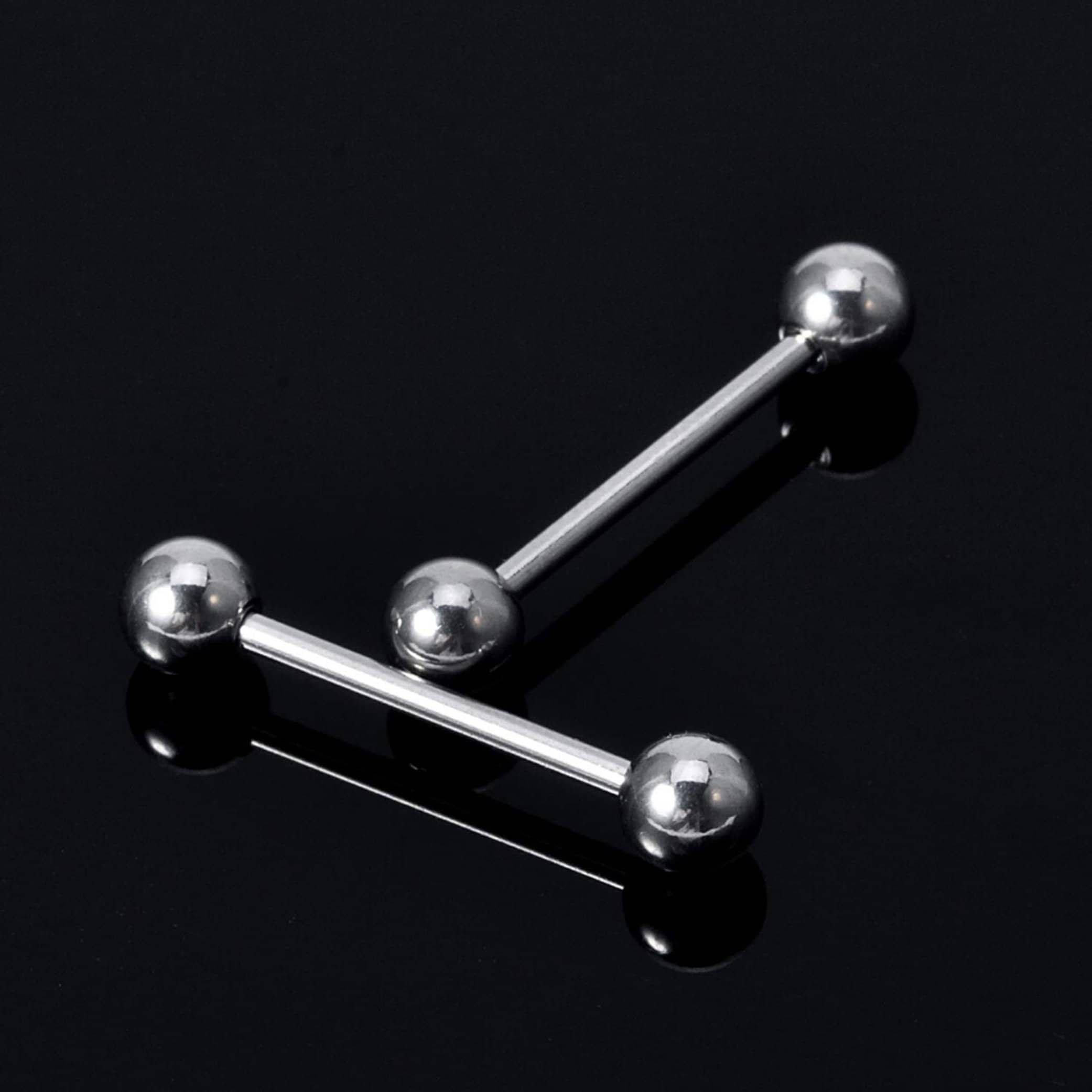 Titanium Tongue Barbell Stud Steel Piercing Jewelry - 16g 14g - Body Piercing Also for Nipple, Industrial Bar, Helix, Nose Bridge