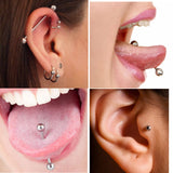 Titanium Tongue Barbell Stud Steel Piercing Jewelry - 16g 14g - Body Piercing Also for Nipple, Industrial Bar, Helix, Nose Bridge