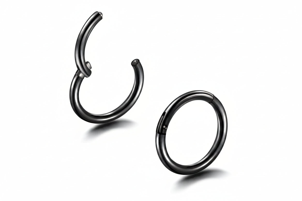 Clicker Hoop - Clicker Ring Hinged Lip Jewelry - Titanium